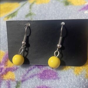 Hand Crafted Yellow Bead Earrings